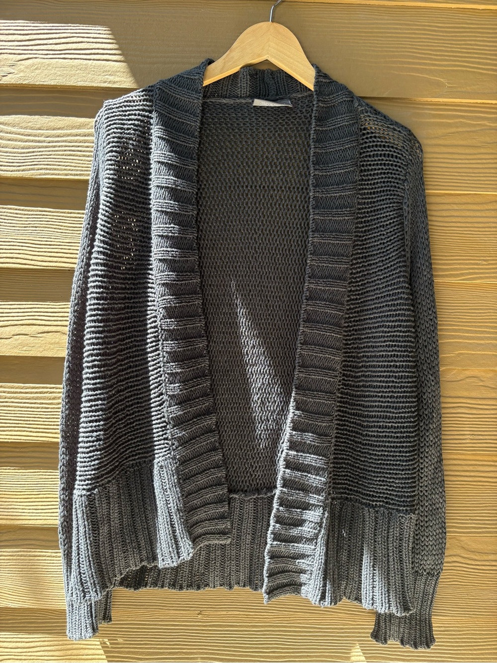 Wooden Ships Size S/M Open-Front Knit Cardigan Sweater - Charcoal Gray